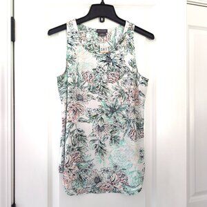 NWT Van Heusen Sleeveless Tank Top Blouse Women's Small Floral Pink Blue Busines